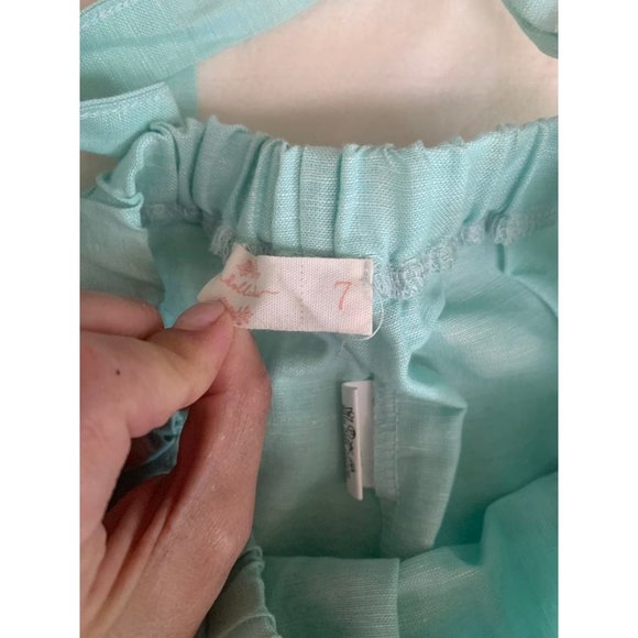 Adorable VTG retro style teal high waisted ruffle shorts white - Picture 4 of 5